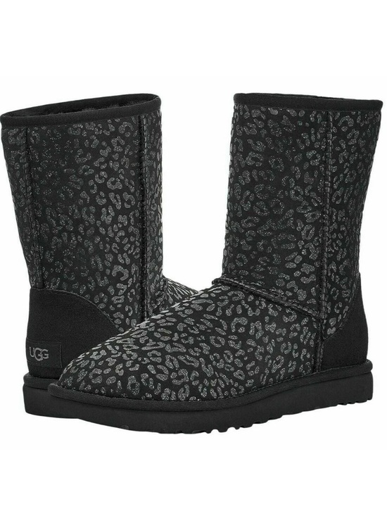 UGG Shoes - NEW UGG Uggs CLASSIC SHORT SNOW LEOPARD Black Suede Boots 7